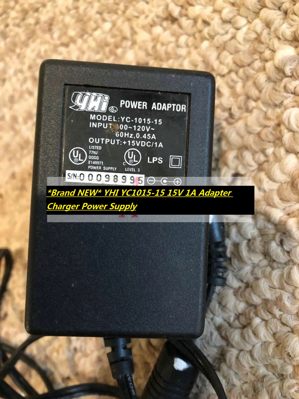 *Brand NEW* YHI YC1015-15 15V 1A Adapter Charger Power Supply